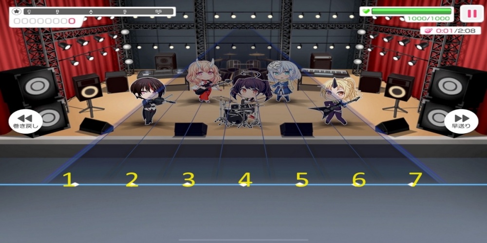 バンドリ両手の配置